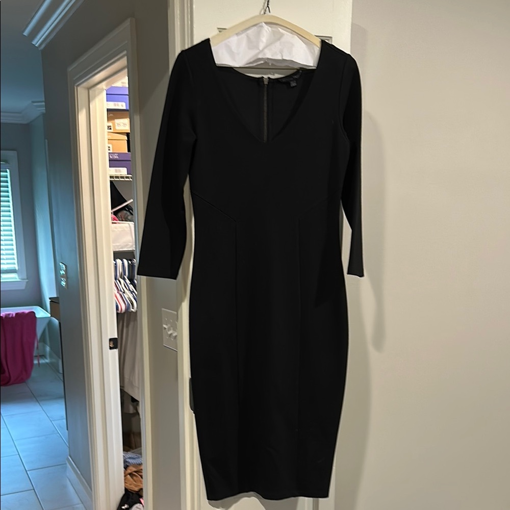 Felicity & Coco Black Sheath Dress with V-Neck